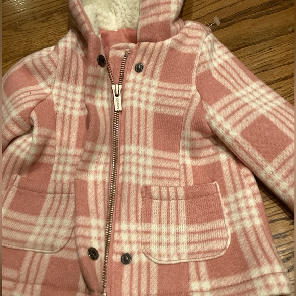 NWOT OLD NAVY GIRLS PINK & IVORY PLAID HOODED COAT SZ. 3-6 M - Picture 10 of 16